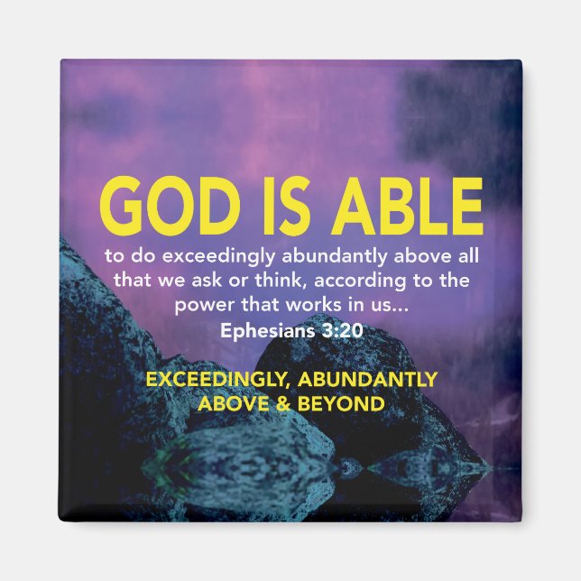 GOD IS ABLE Ephesians 3:20 Inspirational Scripture Magnet (Front)