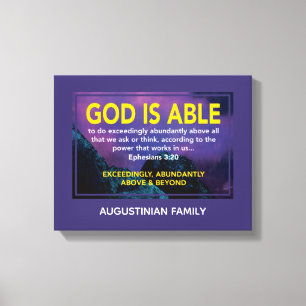 GOD IS ABLE   Ephesians 3:20 Name   Christian Canvas Print