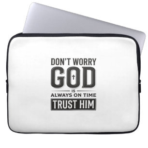 God Is Always on Time Christian Typography Design_ Laptop Sleeve