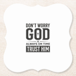 God Is Always on Time Christian Typography Design_ Paper Coaster