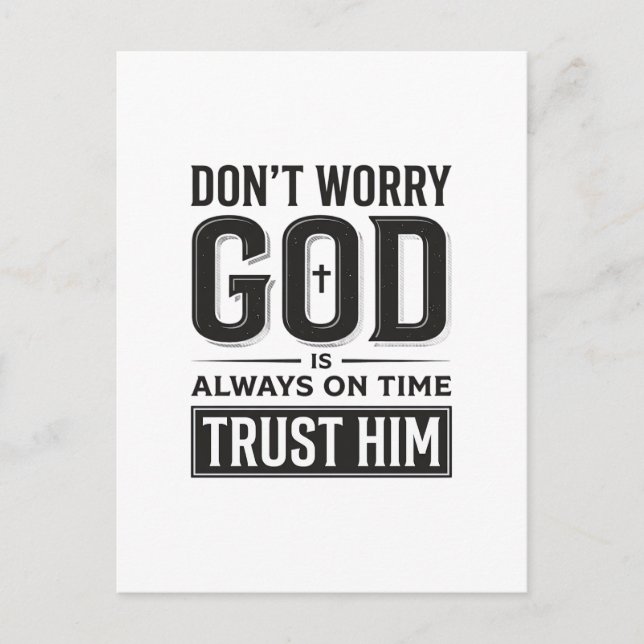 God Is Always on Time Christian Typography Design_ Postcard (Front)