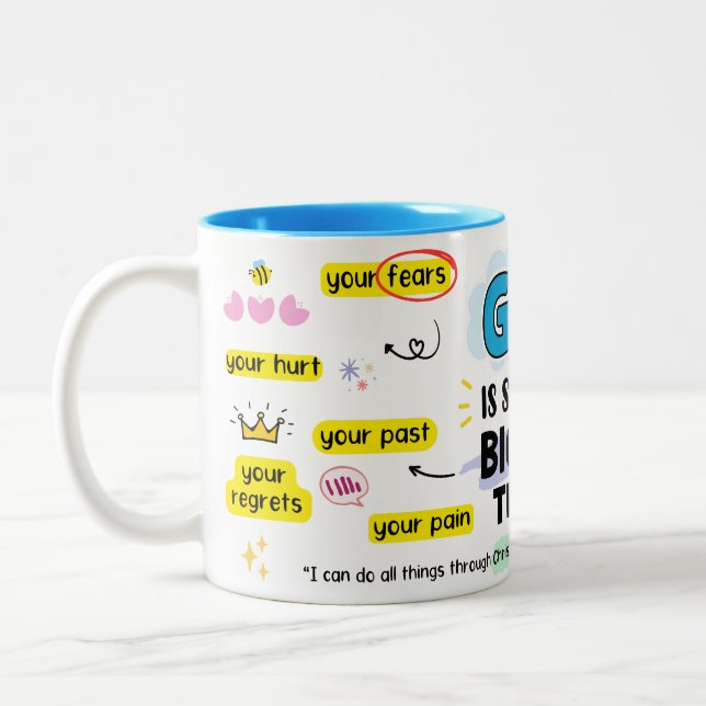 God Is Bigger Mug, Bible Verse Mug, C Two-Tone Coffee Mug (Left)
