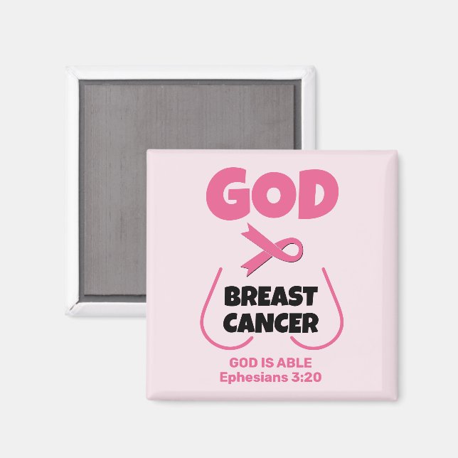GOD IS BIGGER THAN BREAST CANCER Christian Magnet (Front/Back)