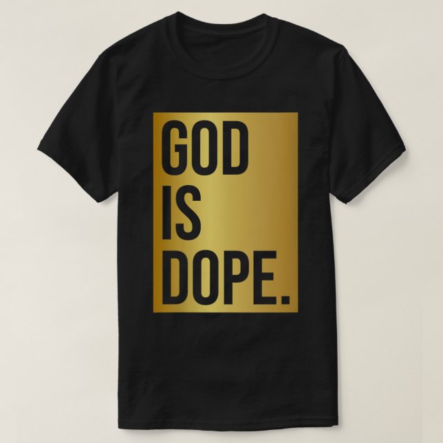 God Is Dope  Gold VNeck  T-Shirt (Design Front)