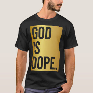 God Is Dope  Gold VNeck  T-Shirt