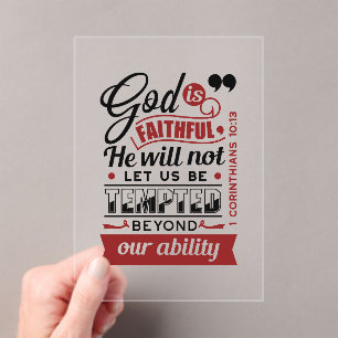 God Is Faithful – 1 Corinthians 10:13 Bible Verse Acrylic Invitations