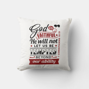 God Is Faithful – 1 Corinthians 10:13 Bible Verse Cushion