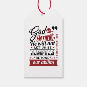 God Is Faithful – 1 Corinthians 10:13 Bible Verse Gift Tags