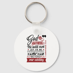 God Is Faithful – 1 Corinthians 10:13 Bible Verse Key Ring