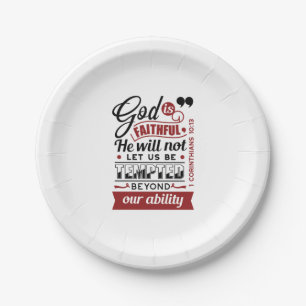 God Is Faithful – 1 Corinthians 10:13 Bible Verse Paper Plate