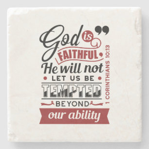 God Is Faithful – 1 Corinthians 10:13 Bible Verse Stone Coaster