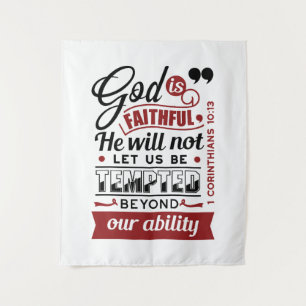God Is Faithful – 1 Corinthians 10:13 Bible Verse Tapestry