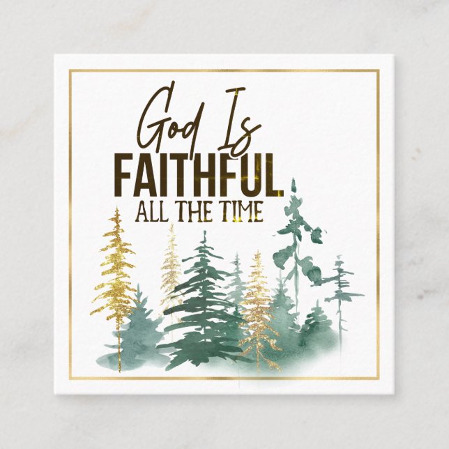 God is Faithful All the Time Square Business Card (Front)