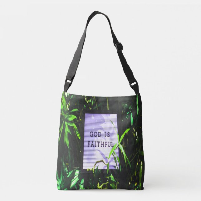 God is Faithful Christian Inspirational Crossbody Bag (Back)