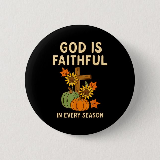 God Is Faithful Fall Christian Bible Verse Pumpkin 6 Cm Round Badge (Front)