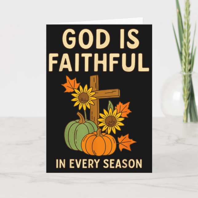 God Is Faithful Fall Christian Bible Verse Pumpkin Card (Front)