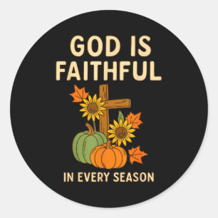 God Is Faithful Fall Christian Bible Verse Pumpkin Classic Round Sticker
