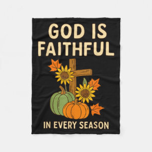 God Is Faithful Fall Christian Bible Verse Pumpkin Fleece Blanket