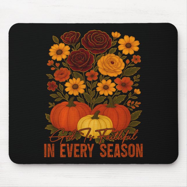 God Is Faithful In Every Season Christian Fall Boh Mouse Mat (Front)