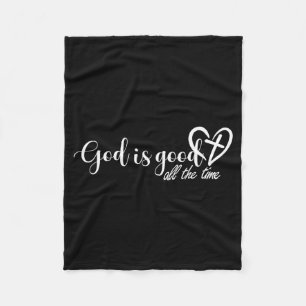 God Is Good All The Time Cross And Heart Christian Fleece Blanket