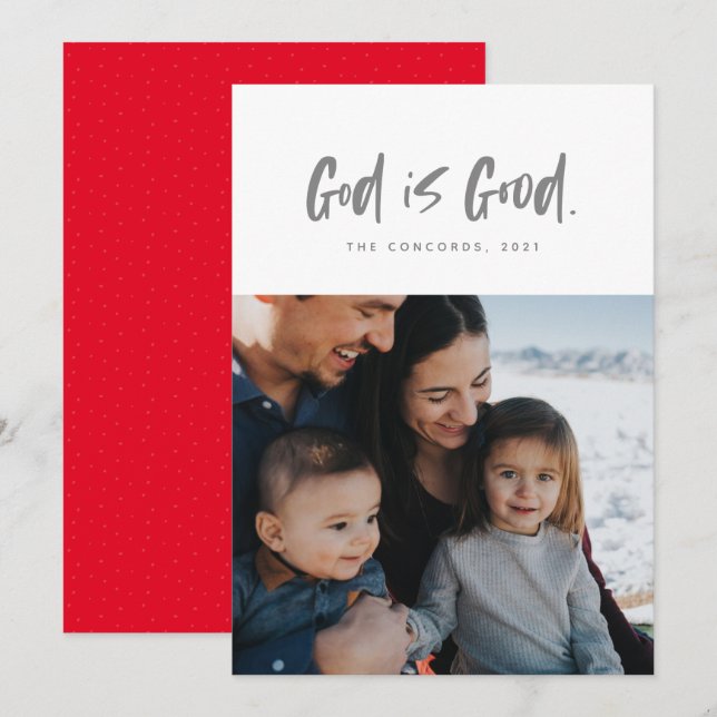 God is Good Christian religious Christmas photo Holiday Card (Front/Back)