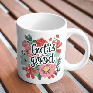 God is Good Floral Coffee Mug