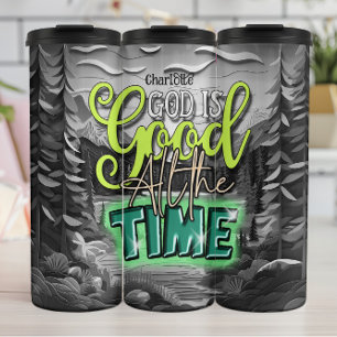 God Is Good: Grayscale Forest Thermal Tumbler