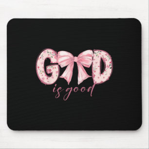 God Is Good Jesus Christian Coquette Bow Happy Eas Mouse Mat