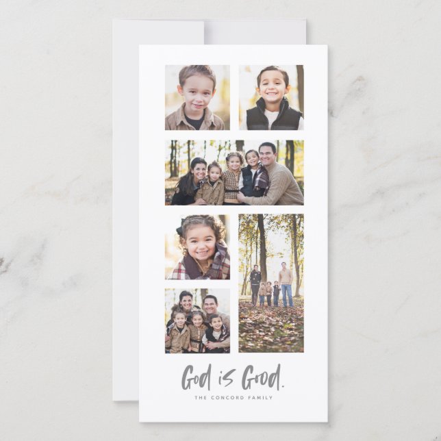 God is Good religious Christmas photo collage card (Front)