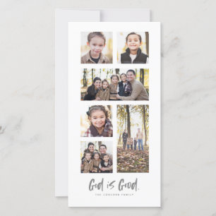 God is Good religious Christmas photo collage card