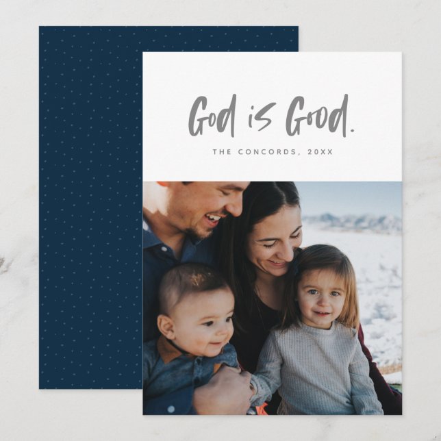 God is Good simple religious holiday photo card (Front/Back)