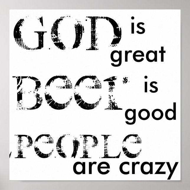 God is great, Beer is good, People are crazy Poster (Front)