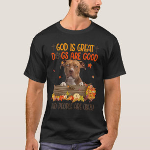 God Is Great Dog Are Good Pitbull Fall Thanksgivin T-Shirt