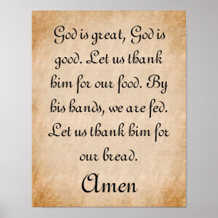 God is Great Mealtime Prayer Poster