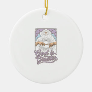 God Is Greater Christian Vintage Engraving Shirt_1 Ceramic Tree Decoration