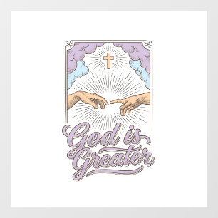 God Is Greater Christian Vintage Engraving Shirt_1 Window Cling