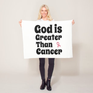 God is Greater than Cancer - Inspirational Faith Fleece Blanket