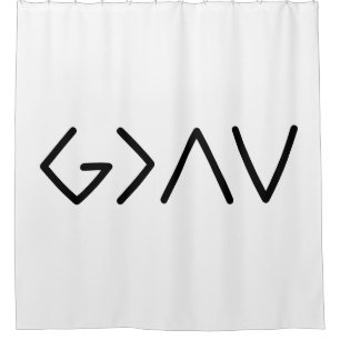 God Is Greater Than The Ups & Downs Symbols Shower Curtain