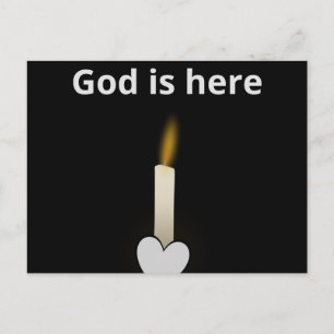 God is here Beautiful Message Candle Postcard