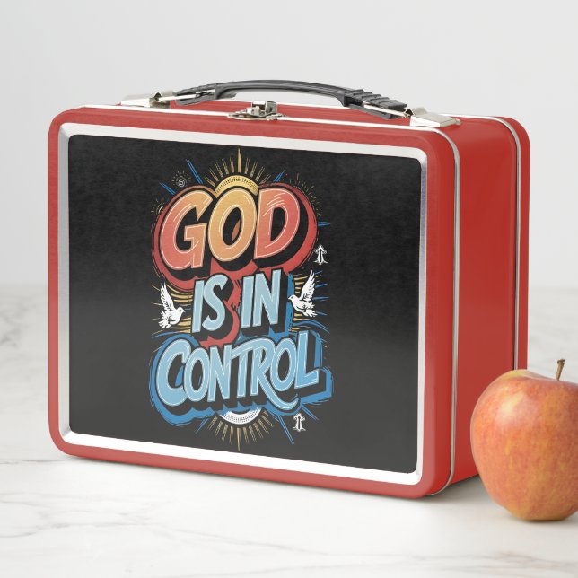 God is in Control Christian Metal Lunchbox (In Situ)