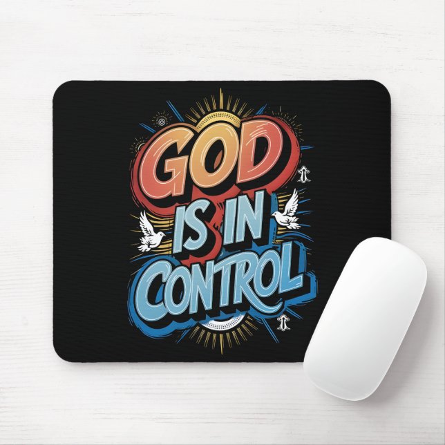 God is in Control Christian Mousepad (With Mouse)