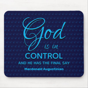 GOD IS IN CONTROL Christian Personalised BLUE Mouse Mat