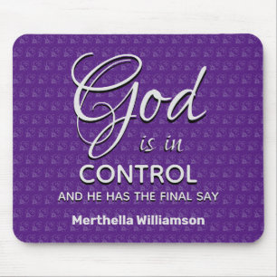 GOD IS IN CONTROL Christian Personalized Purple Mouse Mat