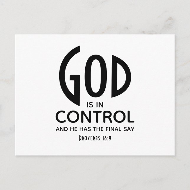 GOD IS IN CONTROL Inspirational Christian Postcard (Front)