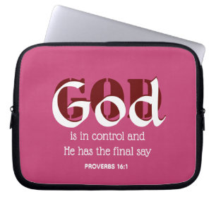 GOD IS IN CONTROL Inspirational Personalised PINK Laptop Sleeve