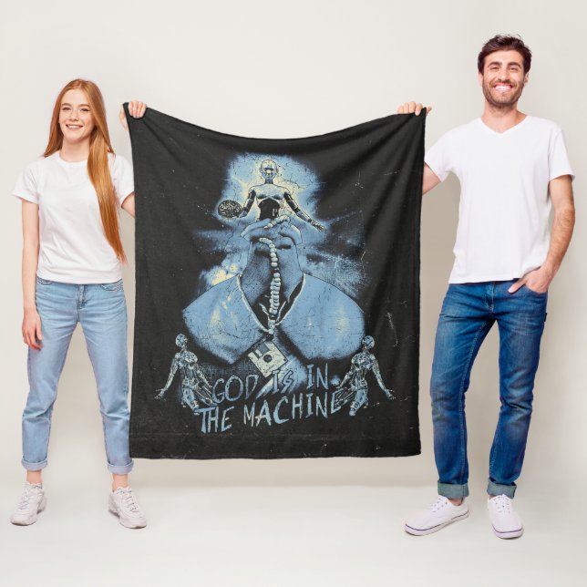 God is in the Machine - Techno-Dystopian Design Fleece Blanket (In Situ)