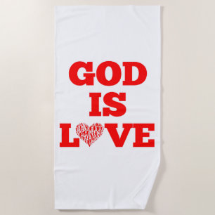God Is Love Bible Quote Beach Towel