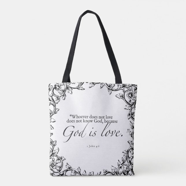 God Is Love Bible Quote Tote Bag (Back)