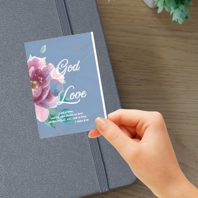 God is Love Bible Verse Blue Floral Christian (Creator Uploaded)