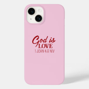 God is Love Bible Verse Christian Faith Pink Case-Mate iPhone 14 Case